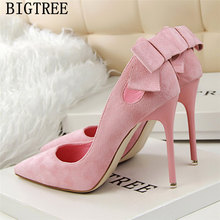 Pumps Women Shoes Moccasin Butterfly-knot Red Heels Dress Shoes Women New Arrival 2022 Sweet Pups Stiletto Fetish High Heels 2024 - buy cheap