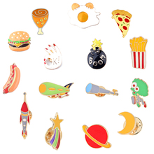 Pins Fashion Cartoon Brooch Burger Pizza Hot Dog Egg Leg Telescope Rocket Star Creative Enamel Pin Badge Charm Brooches Jewelry 2024 - buy cheap