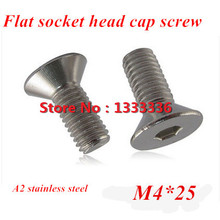 200pcs M4*25 DIN7991 304 Stainless steel Flat (Countersunk) Head Drive Hexagon Socket Cap Screw Bolt 2024 - buy cheap