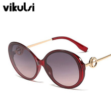 Women's Retro Red Round Sunglasses Ladies Luxury Brand Oval Sun Glasses Female Men Metal Trend Frame Eyewear Shades UV400 2024 - buy cheap