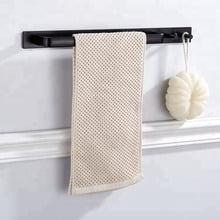 Bathroom Towel Bar with Hooks Space Aluminum Black Towel Rack Wall Mounted Shelf Floating Storage Rack etagere bain mural 2024 - buy cheap