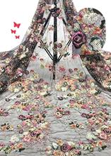 Tela de encaje francés con lentejuelas para vestido de novia, vestido de fiesta africano de moda, JOY-52903 2024 - compra barato