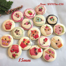 100pcs food series wood decorative buttons for crafts cakes pattern buttons mix material scrapbook wholesale 2024 - buy cheap