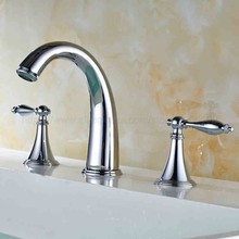 Polished Chrome 3 Hole Double Handle Brass Basin Sink Mixer Tap Widespread Bathroom Basin Faucet znf433 2024 - buy cheap