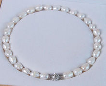 Hot sale Big 11-13MM Genuine white akoya cultured pearl necklace Magnet Clasp 18" No box a 2024 - buy cheap