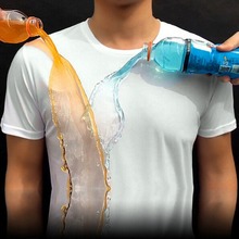 Противогрязная Водонепроницаемая Мужская футболка гидрофобная дышащая рубашка с защитой от пятен быстросохнущая футболка с коротким рукавом 2024 - купить недорого
