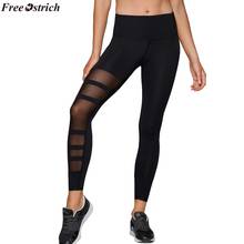 FREE OSTRICH women's black transparent elastic high waist leggings fashion slim push up trousers workout fitness pants plus size 2024 - buy cheap