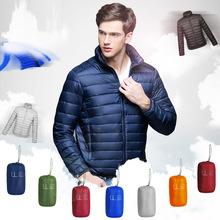 Winter Men's Down Jacket Winter Casual Mens Thin Light White Duck Down Coat Male Slim Solid Color Zip Stand Collar Outwear 2024 - buy cheap