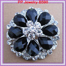 Free Shipping(6pcs/lot)Silver Plated Romantic Black Rhinestone Luxury Alloy Brooch!!Wholesale Cheap! 2024 - купить недорого