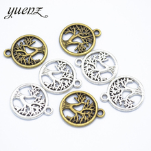 Yuenz 20 pçs antigo prata cor vida árvore encantos pingente para fazer jóias diy pulseira colar árvore redonda 19*16mm q243 2024 - compre barato