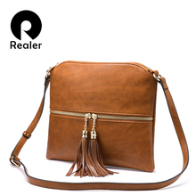 REALER Women Shoulder Bags Artificial Leather Messenger Bags for Ladies with Tassel High Quality Crossbody Bag Fashion Female PU 2024 - buy cheap
