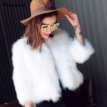 New Wedding White Shawl Small Coat Women 3/4 Sleeve Short Sleeve Black Faux Fur Coat Female Casual Outwear Overcoat Fur Jackets 2024 - buy cheap