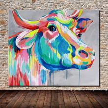 Pintados À mão de Vaca Touro Mão Pinturas A Óleo Animal Pintura A Óleo Sobre Tela Arte Da Parede Picutres Home Decor Para Sala de estar 2024 - compre barato