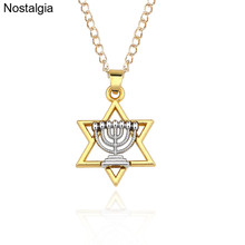 Nostalgia Religious Menorah And Star Of David Jewish Jewelry Magen Necklace Judaica Hebrew Israel Faith Lamp Hanukkah Pendant 2024 - buy cheap