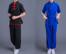 4color unisex blue/red Children martial arts clothing costumes kids short sleeve kung fu uniforms boys&girls wushu tai chi suits 2024 - buy cheap