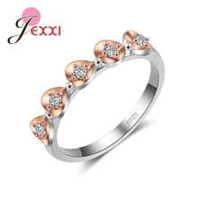 Anillo de boda con ajuste de puntas para mujer y hombre, Mini Circonia cúbica clásica Multicolor, Color oro rosa, Plata de Ley 925 auténtica 2024 - compra barato