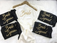 personalize Bride Squad wedding mother of the bride groom satin pajamas robes,bride Bachelorette kimonos gowns gifts 2024 - buy cheap