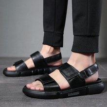 Cow Leather Sandals Men Summer Shoes Fashion Mens Beach Sandals Genuine Leather Black Sandals Thick Sole High Quality KA1355 2024 - buy cheap