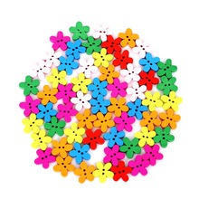 15mm 100pcs Wooden Buttons Colorful Mixed Flowers Wave Edge Scrapbook Sewing Accessories DIY Craft 2 Holes 2024 - buy cheap