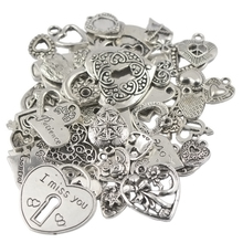 50Pcs Assorted Vintage  Heart Charms Pendants Bracelet DIY Jewelry 2024 - buy cheap