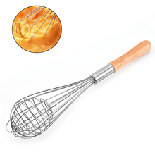 Stainless steel Manual Eggbeater Cream Mixer Spin Stirrer Egg Whisk Wood Handle Knead Dough Rotary Eggbeater Stiring Stick 1pcs 2024 - buy cheap