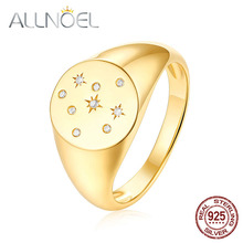 ALLNOEL 2019 New Solid 925 Sterling Silver Ring For Women Zircon Diamond S925 Seal Mark White Gold Real Gold 2 Colors Jewelry 2024 - buy cheap