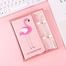 New Arrival Cute Pink A Flamingo Notebook gel pen set with box Diary Weekly Planner School Office Supplies Kawaii Stationery 2024 - buy cheap