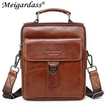 Meigardass couro genuíno saco do mensageiro dos homens bolsa de ombro maleta negócios masculino ipad tablet bolsa crossbody sacos tote 2024 - compre barato