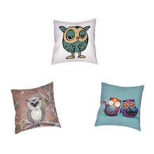 Lively Cartoon Owl Cushion Cover On Tree 45X45Cm Couple Children Room Living Fun Furniture Sofa Decoration Throw Pillow Case 2024 - buy cheap