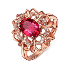 Big Red Stone Rose Gold Color Rings Crystal  Imitation  Female Wedding Jewelry For Women 2024 - купить недорого