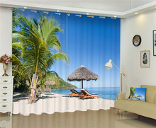 Cortinas black-out 3d de luxo, cortinas mar praia para sala de estar, quarto, janelas customizadas, cortinas tamanho customizado 2024 - compre barato