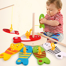 New 8Pcs/Set Colorful Cartoon Wooden Fishing Toys Baby Kids Fish Set Column Blocks Game Children Cute Early Educational Toy 2024 - buy cheap
