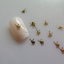 Pegatina de Metal con diseño de venado para decoración de uñas, calcomanía no adhesiva con diseño de ciervo dorado, 100 uds, MS332-2 2024 - compra barato