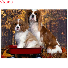 Cavalier king charles spaniel bordado de diamante completo quadrado ponto de cruz pintura redondo em strass decoração para sala de estar 2024 - compre barato