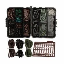 INFOF 187Pcs/set Carp Fishing swivels Set Carp Tubes Safety Clips Hooks Swivels Kit Hair rigs With Hard Plastic Tackle Box 2024 - buy cheap