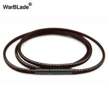 Cordón de cuero con cierre de acero inoxidable para fabricación de joyas, cordón de alta calidad, 1,5mm, 2mm, 3mm 2024 - compra barato