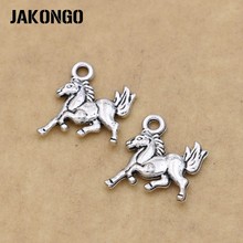 JAKONGO-Colgante de caballo Chapado en plata antigua para hacer pulseras, accesorios de joyería, artesanía 16x17mm, 20 unids/lote 2024 - compra barato