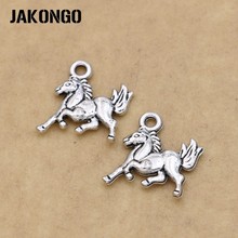 JAKONGO Antique Silver Plated Horse Charm Pendant for Making Bracelets Jewelry Findings Accessories Craft 16x17mm 20PCS/LOT 2024 - buy cheap