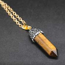 Bullet Shape Natural Stone Necklaces Christmas Gifts Tiger Eye Quartz Crystal Pendants Necklaces For Female 2024 - buy cheap