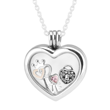 Petite Pack Floating Locket Heart Necklace Women 925 Sterling Silver Chain Necklaces Pendants Fashion Jewelry Collier Femme 2024 - buy cheap
