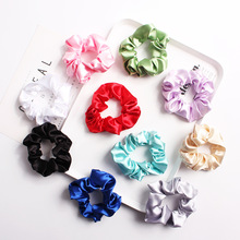 New Satin Hair Scrunchies Stretch Scrunchie Women Elastic Hair Bands Girls Headwear Solid Silky Donut Grip Loop Ponytail Holder 2024 - buy cheap