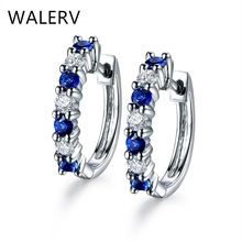 WALERV Fashion Jewelry Hoop Earrings For Women Female Blue White Crystal Earrings Girl Cute Small Earrings Gift Wholesale 2024 - buy cheap