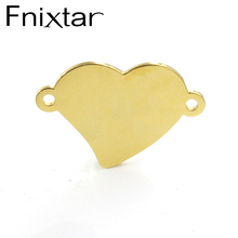 Fnixtar 17.25*25.4mm Stainless Steel Mirror Polished Love Heart  Charms Connectors DIY Jewelry Making Pendant  20piece/lot 2024 - buy cheap