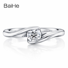 BAIHE Solid 18K White Gold H/SI Round Wedding Natural Diamond Women Wedding Engagement Fine Jewelry Cute/Romantic Diamond Ring 2024 - buy cheap