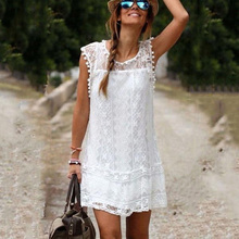 Summer Dress 2019 Women Casual Tassel Beach Short Dress Plus Size Tassel Black White Mini Lace Dress Women's Dresses Vestidos 2024 - buy cheap