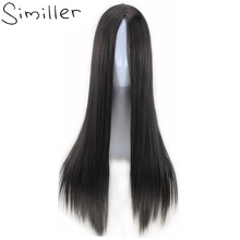 Similler Women Synthetic Wigs Long Straight Hair Center Parting Heat Resistant Cosplay Wig Red Grey Brown Blue Natural Black 2024 - buy cheap