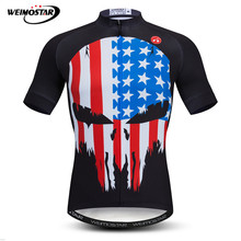 Weimostar Skull USA Flag Cycling Jersey Shirt Men Summer Short Sleeve Mountain Bike Clothing Quick Dry MTB Bicycle Wear Clothes 2024 - buy cheap