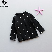 Chivry-camisetas con estampado de corazón para niñas pequeñas, ropa de manga larga con cuello redondo, primavera y otoño, 2019 2024 - compra barato