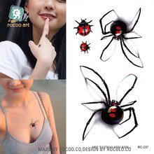 Tatuagem temporária feminina harajuku, à prova d'água, personalidade, 3d, aranha, design de insetos, adesivo, frete grátis rc2237 2024 - compre barato