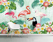 Beibehang Custom wallpaper mural tropical plant parrot flamingo children room living room background wall wallpaper 3d tapety 2024 - buy cheap